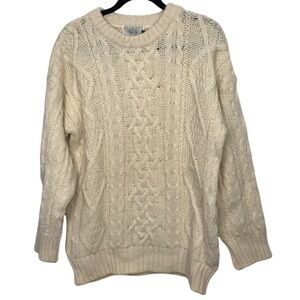 Cream Cable Knit Crew Neck Sweater
